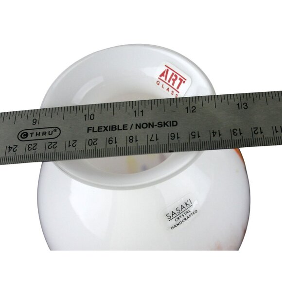 Sasaki Crystal Handcrafted White Vase With Colorful Speckled Design 8.25" Tall - Picture 7 of 8